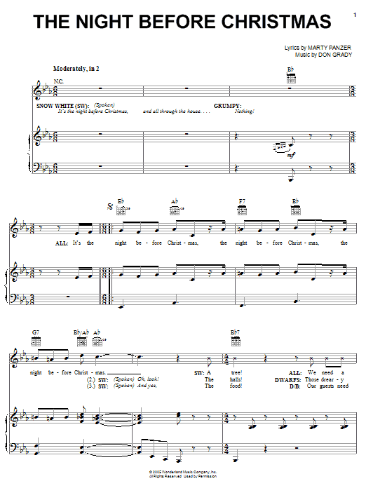 Marty Panzer The Night Before Christmas Sheet Music Notes & Chords for Piano, Vocal & Guitar (Right-Hand Melody) - Download or Print PDF