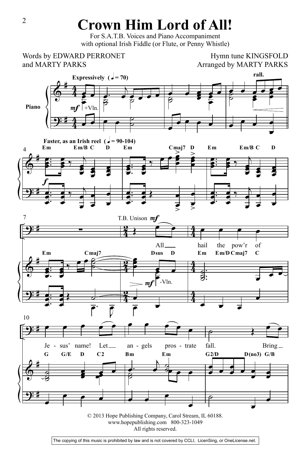 Marty Parks Crown Him Lord Of All! Sheet Music Notes & Chords for Piano & Vocal - Download or Print PDF