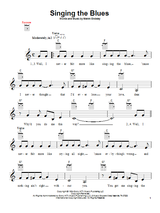 Guy Mitchell Singing The Blues Sheet Music Notes & Chords for Ukulele - Download or Print PDF