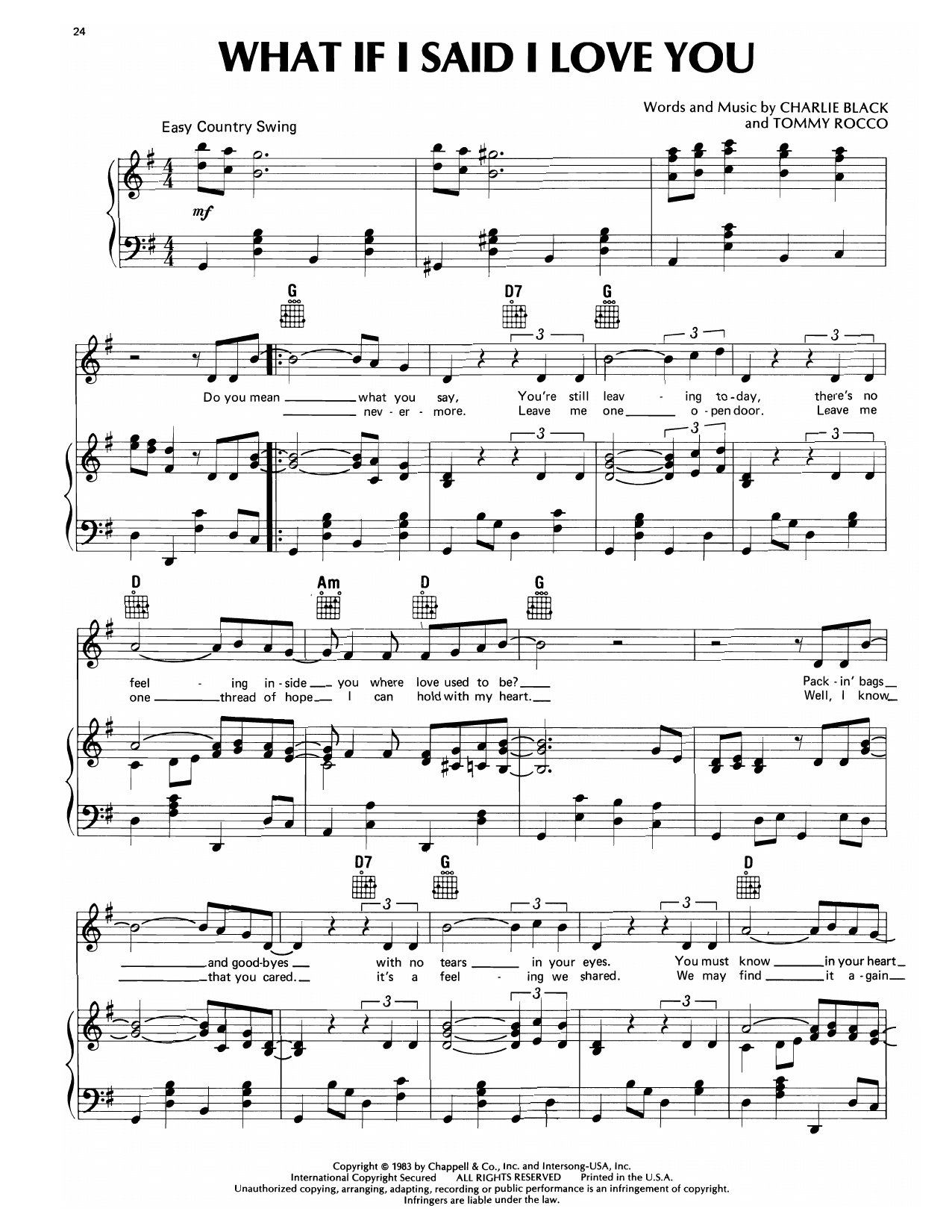Marty Robbins What If I Said I Love You Sheet Music Notes & Chords for Piano, Vocal & Guitar Chords (Right-Hand Melody) - Download or Print PDF Marty Robbins What If I Said I Love You Sheet Music Notes & Chords for Piano, Vocal & Guitar Chords (Right-Hand Melody) - Download or Print PDF
