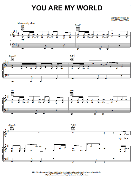 Marty Sampson You Are My World Sheet Music Notes & Chords for Piano, Vocal & Guitar (Right-Hand Melody) - Download or Print PDF Marty Sampson You Are My World Sheet Music Notes & Chords for Piano, Vocal & Guitar (Right-Hand Melody) - Download or Print PDF