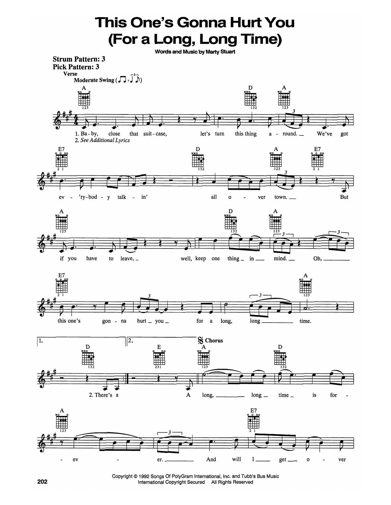 Marty Stuart and Travis Tritt This One's Gonna Hurt You (For A Long, Long Time) Sheet Music Notes & Chords for Easy Guitar - Download or Print PDF