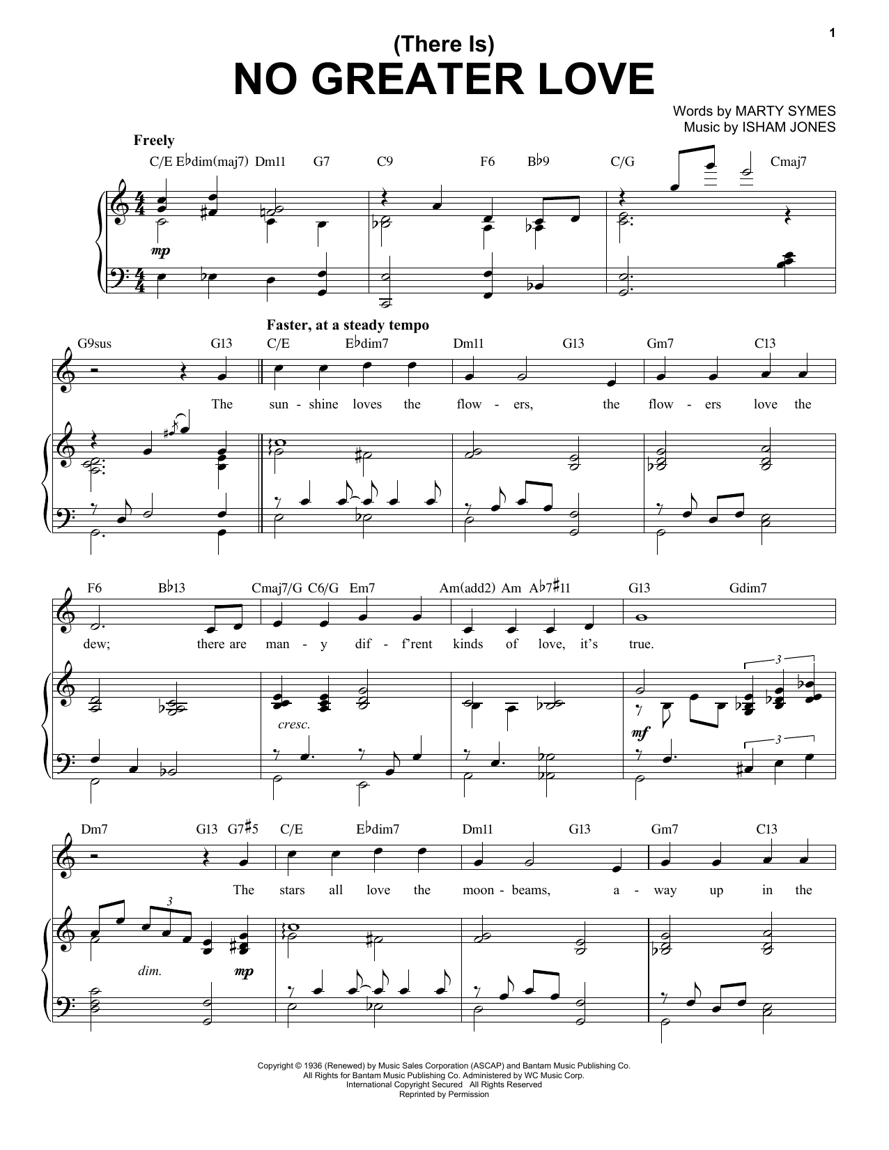Marty Symes and Isham Jones (There Is) No Greater Love [Jazz version] (arr. Brent Edstrom) Sheet Music Notes & Chords for Piano & Vocal - Download or Print PDF