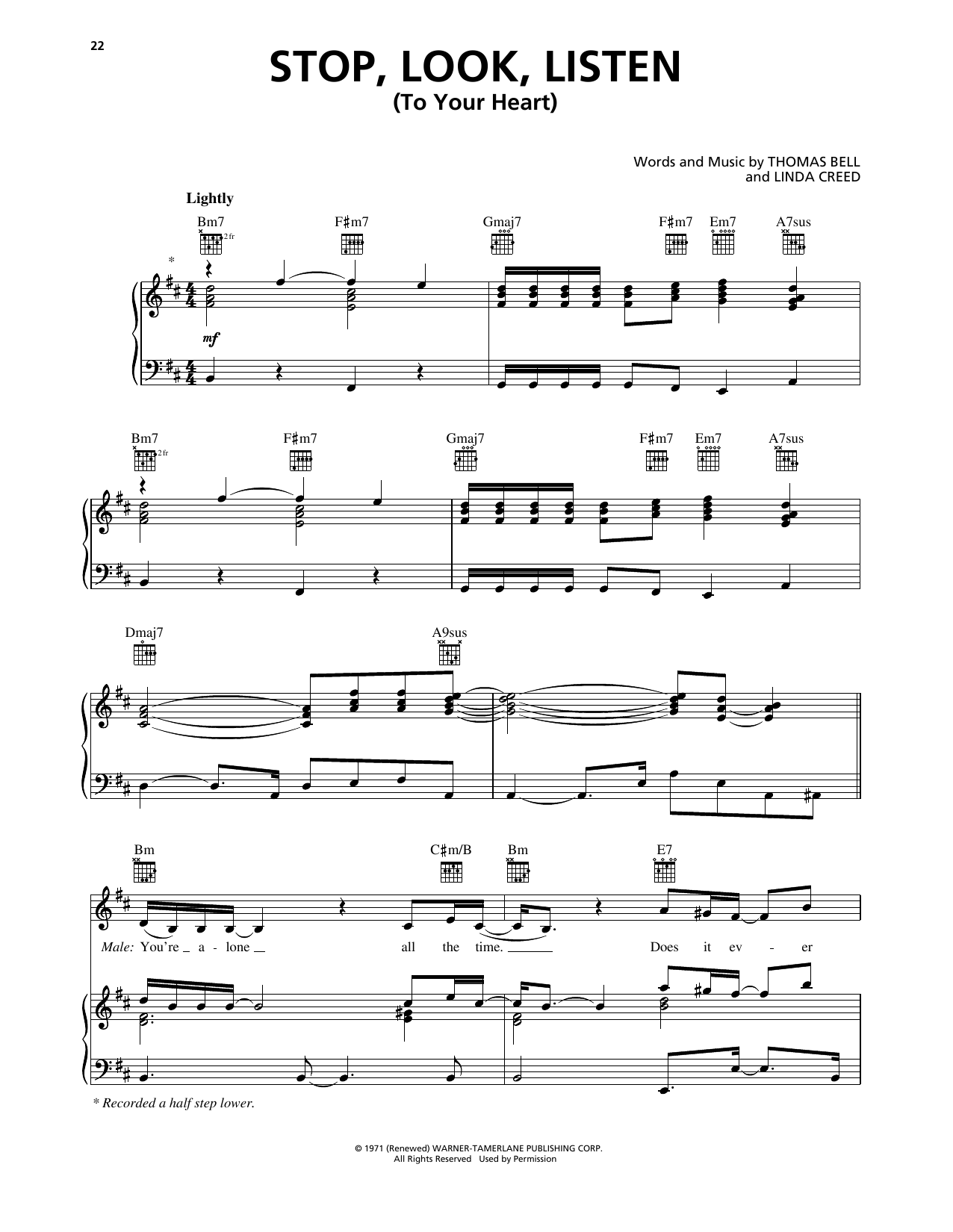 Marvin Gaye & Diana Ross Stop, Look, Listen (To Your Heart) Sheet Music Notes & Chords for Piano, Vocal & Guitar (Right-Hand Melody) - Download or Print PDF