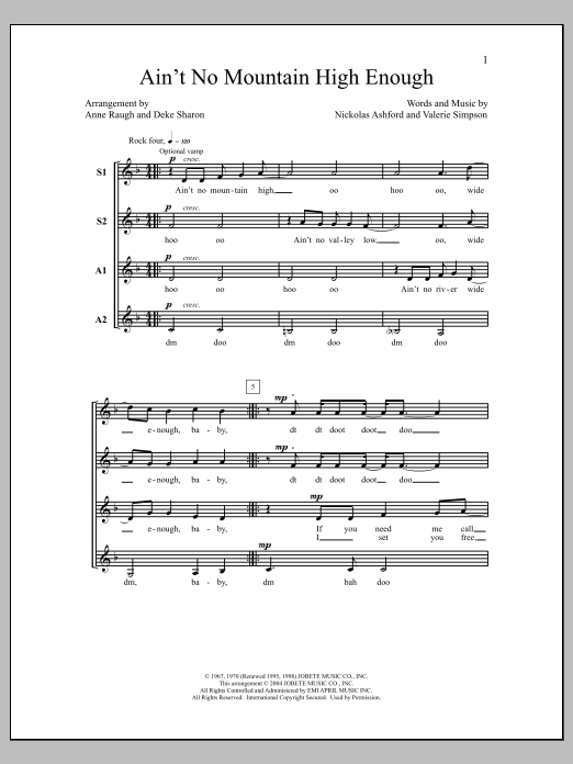 Marvin Gaye & Tammi Terrell Ain't No Mountain High Enough (arr. Deke Sharon) Sheet Music Notes & Chords for Choral - Download or Print PDF