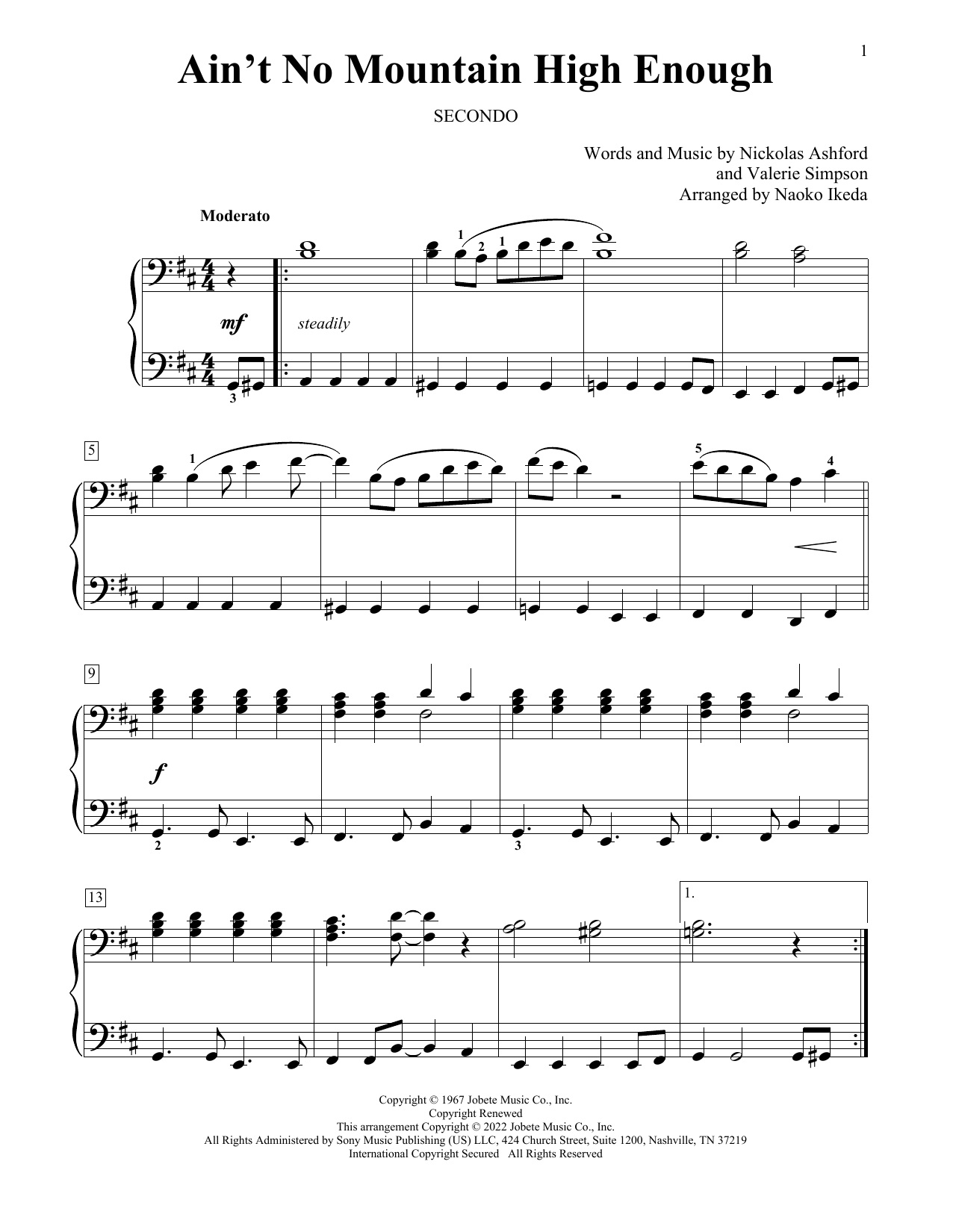 Marvin Gaye & Tammi Terrell Ain't No Mountain High Enough (arr. Naoko Ikeda) Sheet Music Notes & Chords for Piano Duet - Download or Print PDF