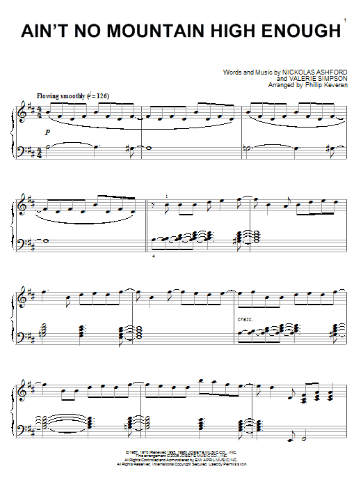 Marvin Gaye & Tammi Terrell Ain't No Mountain High Enough Sheet Music Notes & Chords for Piano - Download or Print PDF