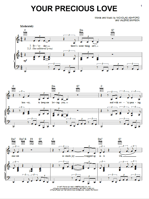 Marvin Gaye & Tammi Terrell Your Precious Love Sheet Music Notes & Chords for Piano, Vocal & Guitar (Right-Hand Melody) - Download or Print PDF