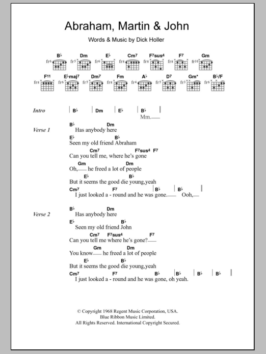 Marvin Gaye Abraham, Martin and John Sheet Music Notes & Chords for Guitar Chords/Lyrics - Download or Print PDF