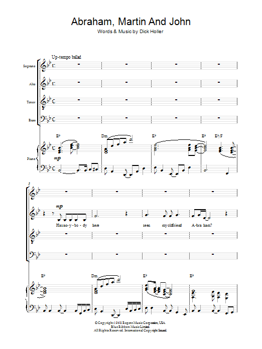 Marvin Gaye Abraham, Martin & John Sheet Music Notes & Chords for SATB - Download or Print PDF