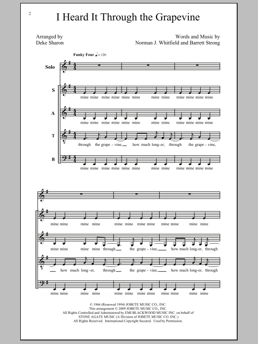 Marvin Gaye I Heard It Through The Grapevine (arr. Deke Sharon) Sheet Music Notes & Chords for SATB - Download or Print PDF