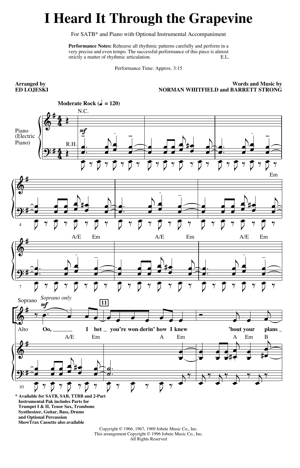 Marvin Gaye I Heard It Through The Grapevine (arr. Ed Lojeski) Sheet Music Notes & Chords for SAB Choir - Download or Print PDF