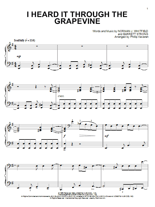 Marvin Gaye I Heard It Through The Grapevine Sheet Music Notes & Chords for Piano - Download or Print PDF