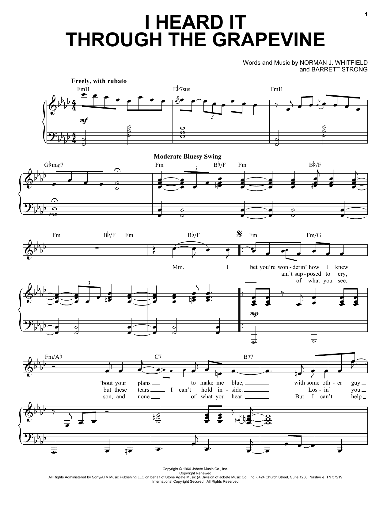 Marvin Gaye I Heard It Through The Grapevine [Jazz version] (arr. Brent Edstrom) Sheet Music Notes & Chords for Piano & Vocal - Download or Print PDF