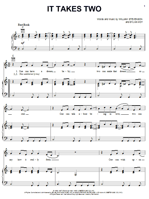 Marvin Gaye It Takes Two Sheet Music Notes & Chords for Piano, Vocal & Guitar (Right-Hand Melody) - Download or Print PDF