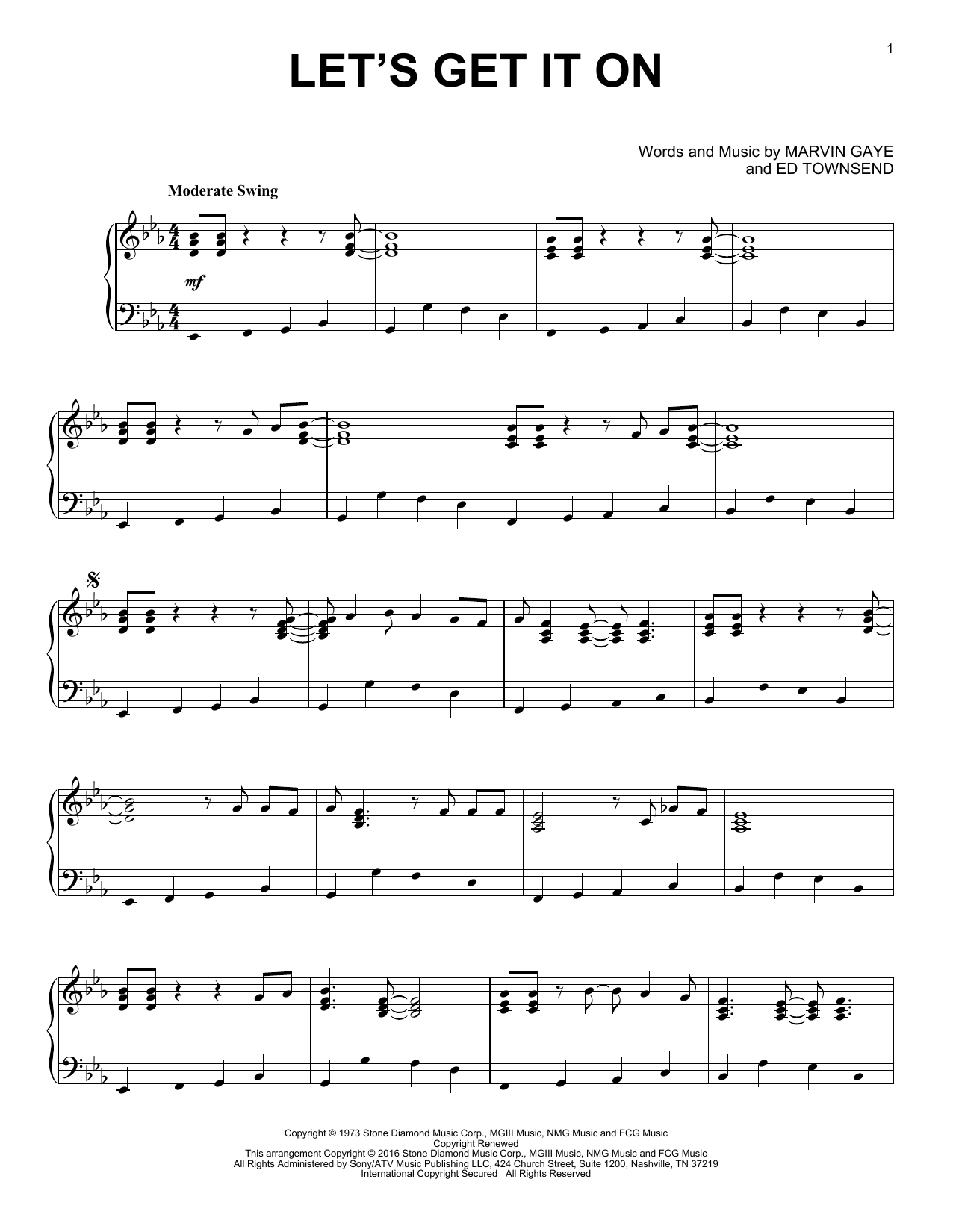 Marvin Gaye Let's Get It On [Jazz version] Sheet Music Notes & Chords for Piano - Download or Print PDF