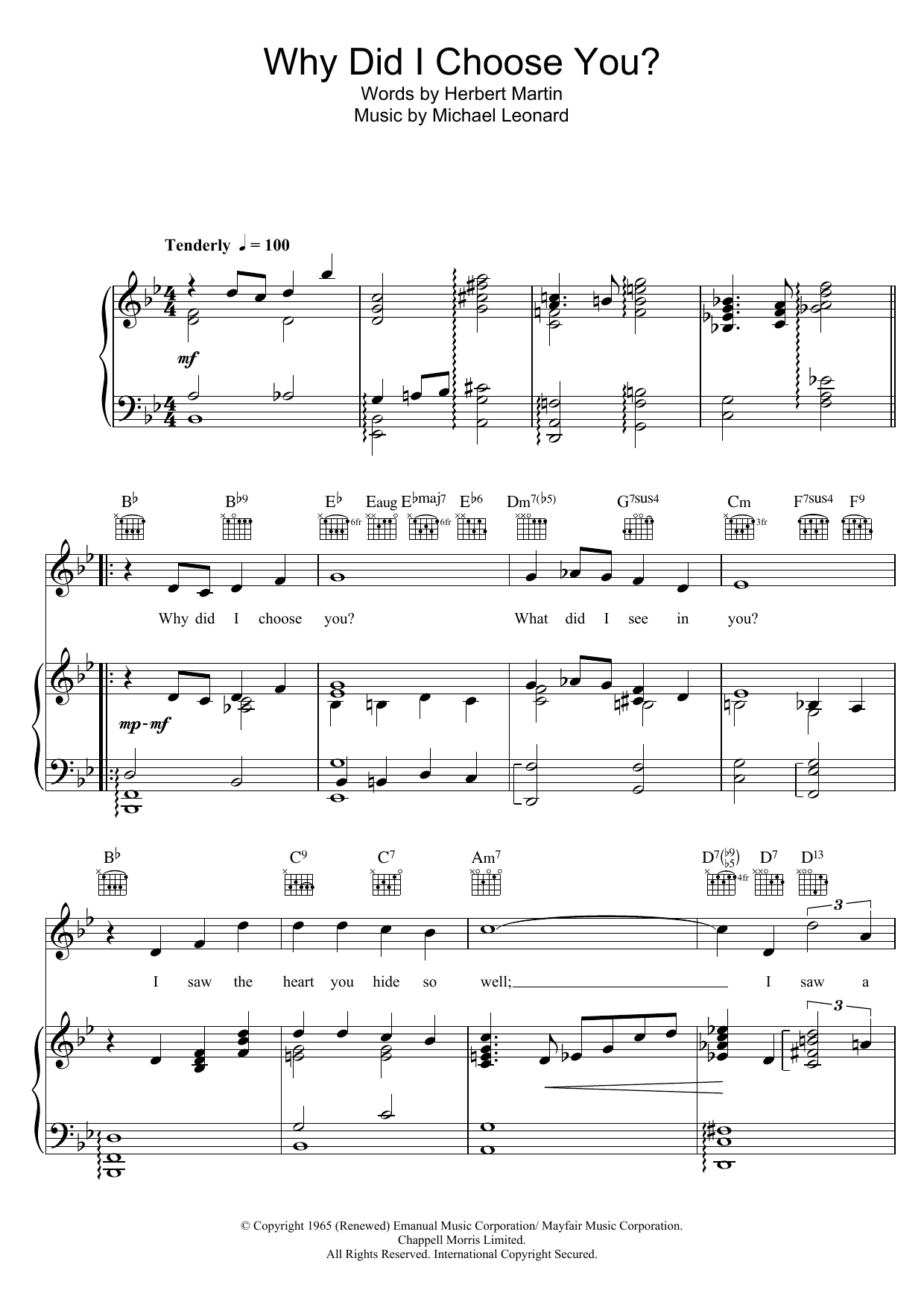 Marvin Gaye Why Did I Choose You? Sheet Music Notes & Chords for Piano, Vocal & Guitar (Right-Hand Melody) - Download or Print PDF