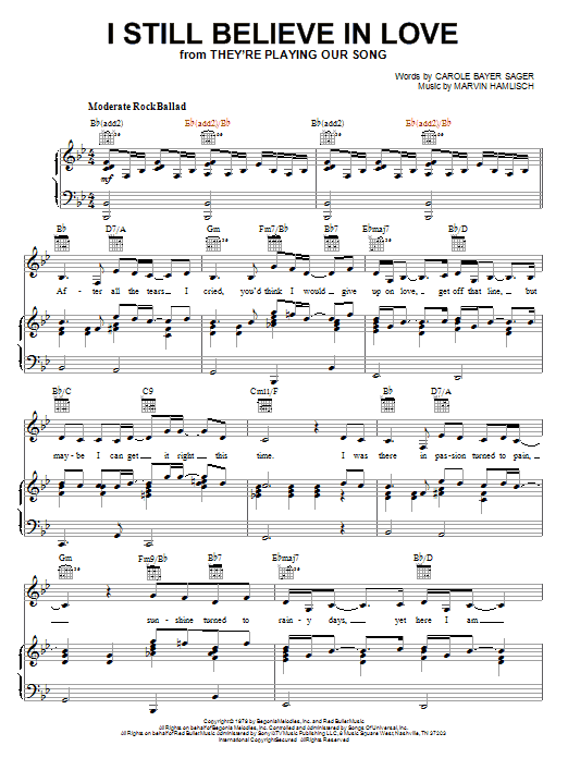 Marvin Hamlisch I Still Believe In Love Sheet Music Notes & Chords for Piano, Vocal & Guitar (Right-Hand Melody) - Download or Print PDF