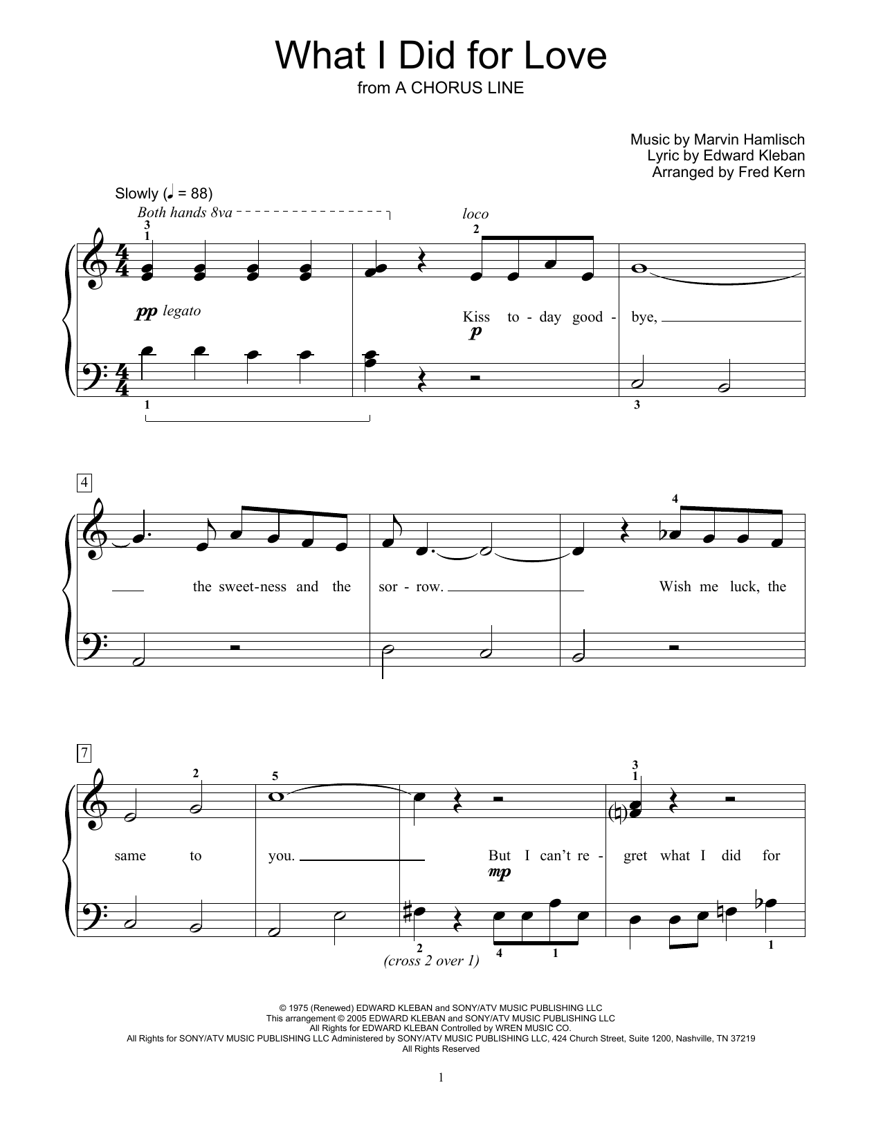 Marvin Hamlisch What I Did For Love Sheet Music Notes & Chords for Educational Piano - Download or Print PDF