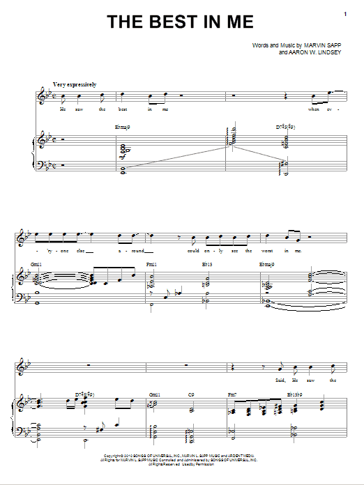 Marvin Sapp The Best In Me Sheet Music Notes & Chords for Piano & Vocal - Download or Print PDF