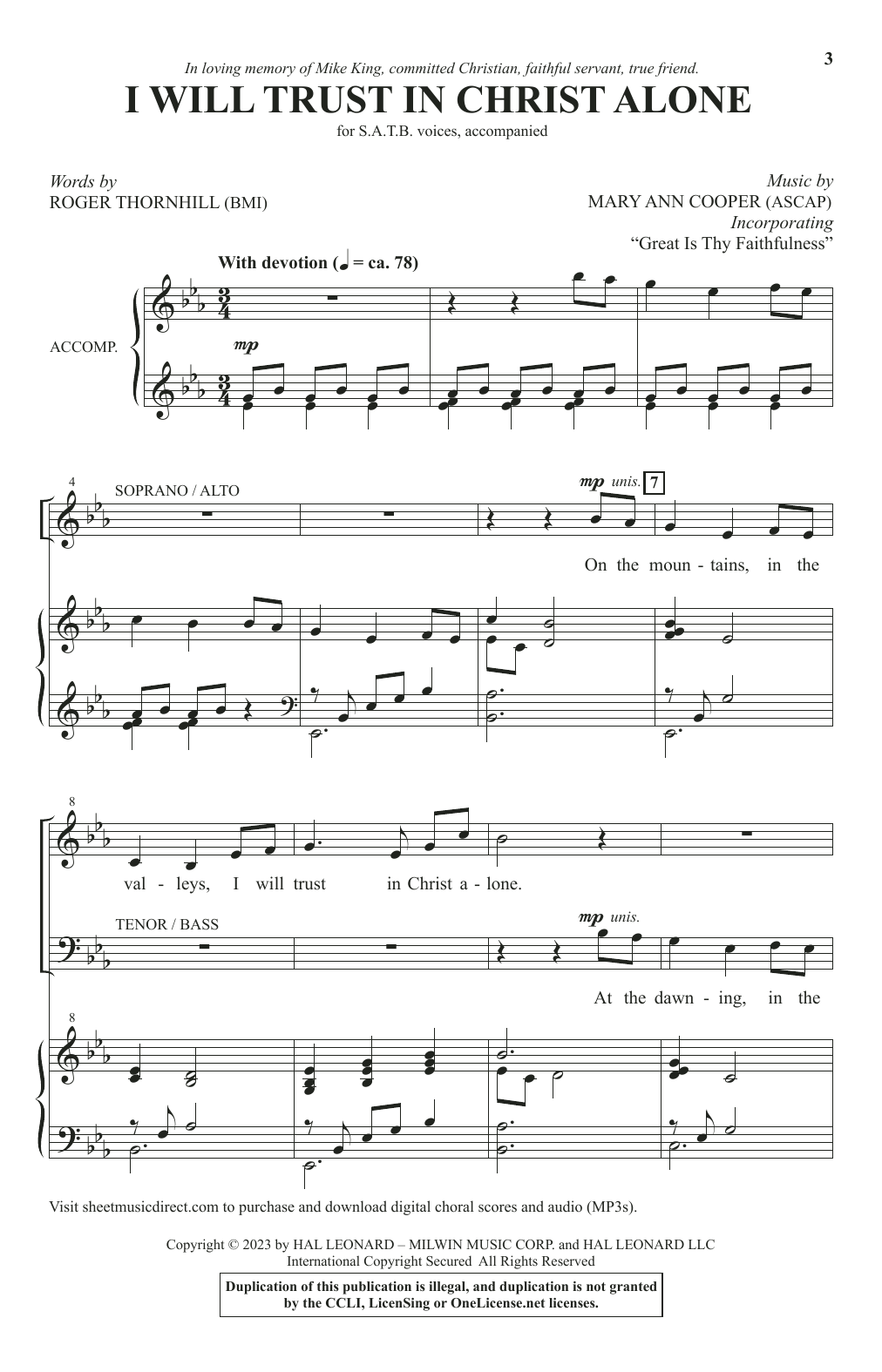 Mary Ann Cooper I Will Trust In Christ Alone Sheet Music Notes & Chords for SATB Choir - Download or Print PDF
