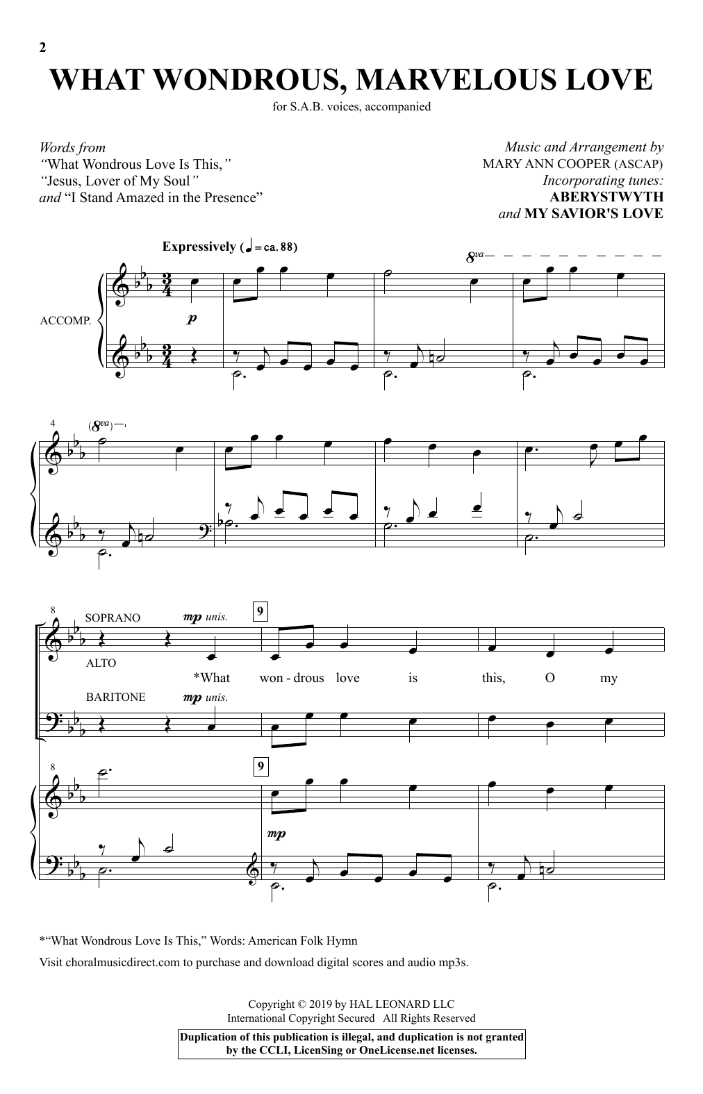 Mary Ann Cooper What Wondrous, Marvelous Love Sheet Music Notes & Chords for SAB Choir - Download or Print PDF