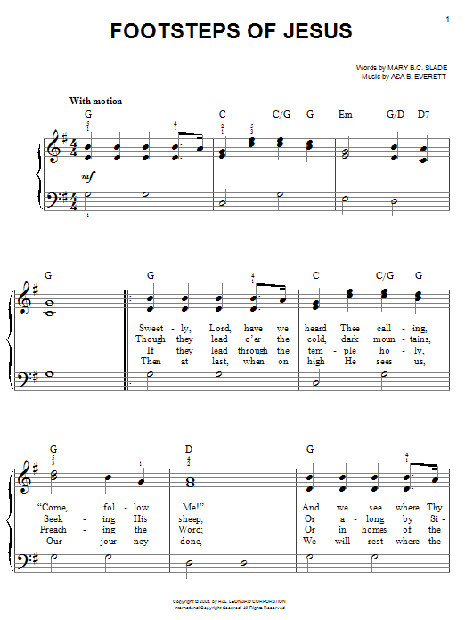 Mary B.C. Slade Footsteps Of Jesus Sheet Music Notes & Chords for Ukulele - Download or Print PDF