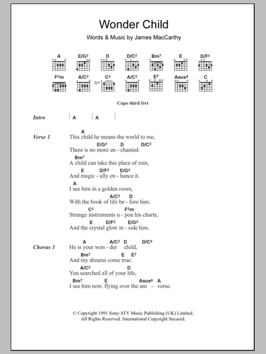 Mary Black Wonder Child Sheet Music Notes & Chords for Lyrics & Chords - Download or Print PDF