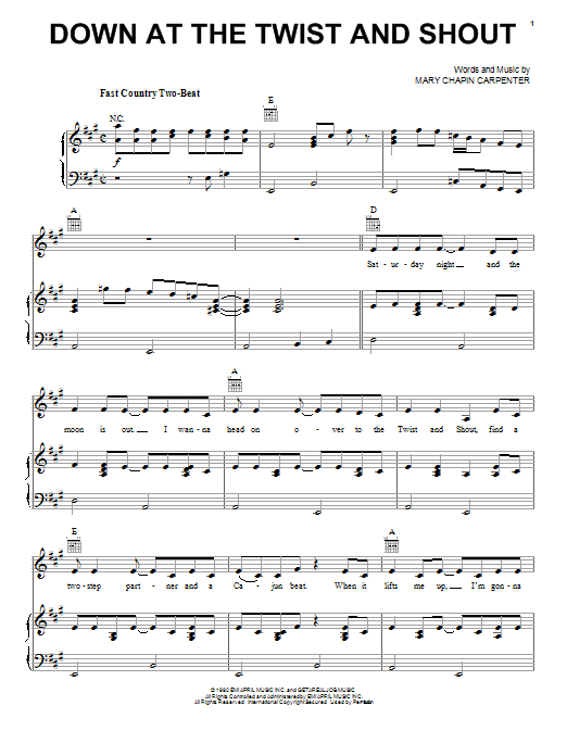 Mary Chapin Carpenter Down At The Twist And Shout Sheet Music Notes & Chords for Guitar Tab - Download or Print PDF