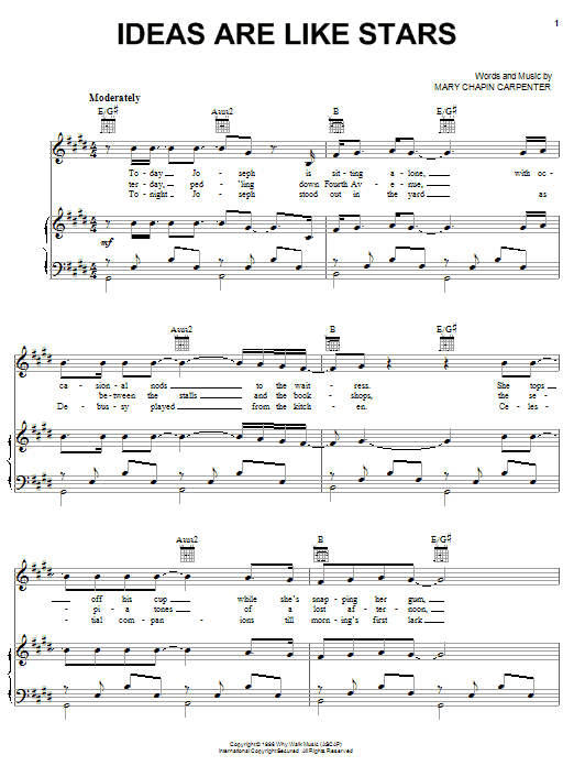 Mary Chapin Carpenter Ideas Are Like Stars Sheet Music Notes & Chords for Piano, Vocal & Guitar (Right-Hand Melody) - Download or Print PDF Mary Chapin Carpenter Ideas Are Like Stars Sheet Music Notes & Chords for Piano, Vocal & Guitar (Right-Hand Melody) - Download or Print PDF