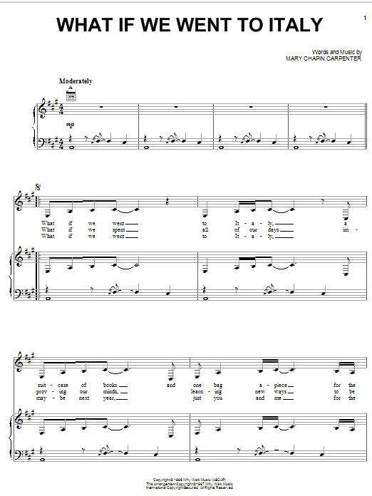 Mary Chapin Carpenter What If We Went To Italy Sheet Music Notes & Chords for Piano, Vocal & Guitar (Right-Hand Melody) - Download or Print PDF