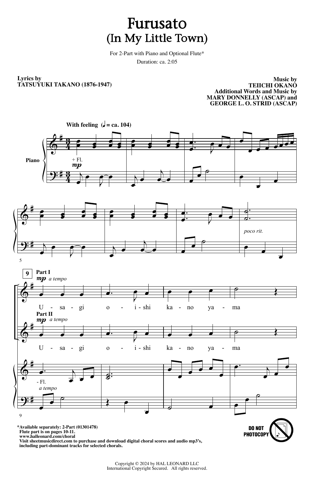 Mary Donnelly & George L.O. Strid Furusato (In My Little Town) Sheet Music Notes & Chords for 2-Part Choir - Download or Print PDF