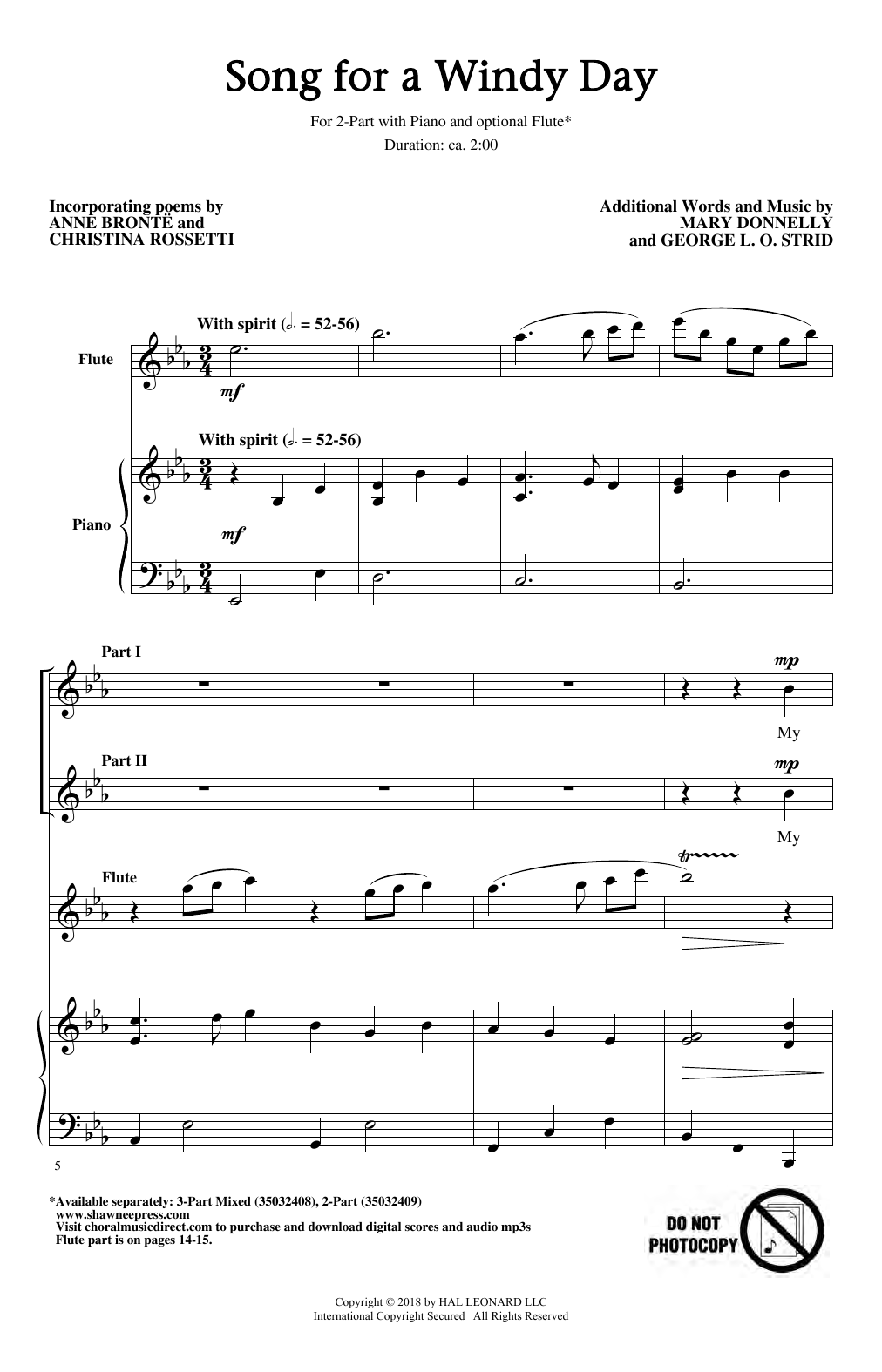 Mary Donnelly & George L.O. Strid Song For A Windy Day Sheet Music Notes & Chords for 3-Part Mixed Choir - Download or Print PDF