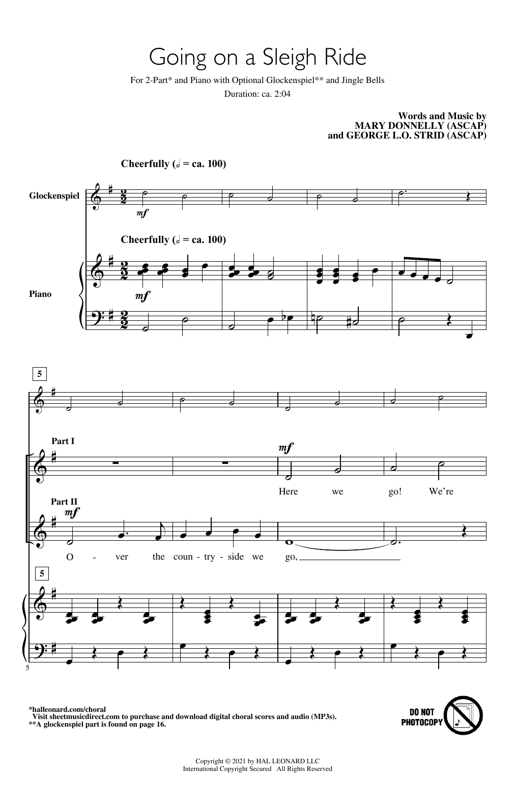 Mary Donnelly and George L.O. Strid Going On A Sleigh Ride Sheet Music Notes & Chords for 2-Part Choir - Download or Print PDF