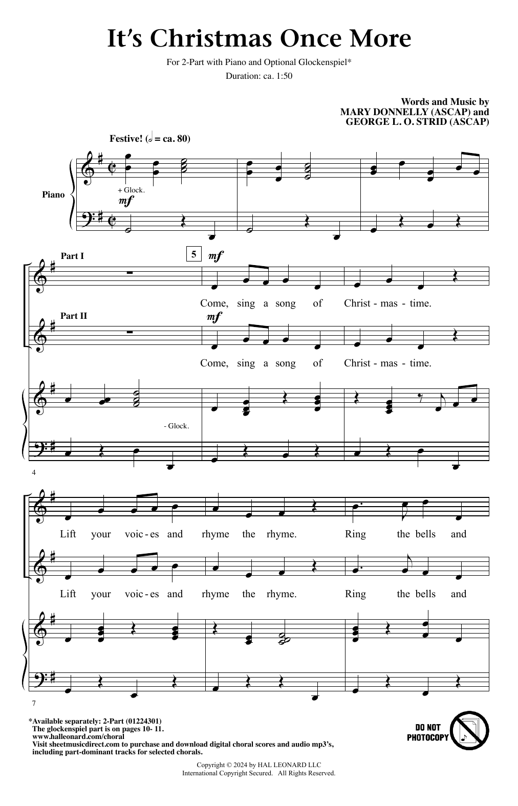 Mary Donnelly and George L.O. Strid It's Christmas Once More Sheet Music Notes & Chords for 2-Part Choir - Download or Print PDF