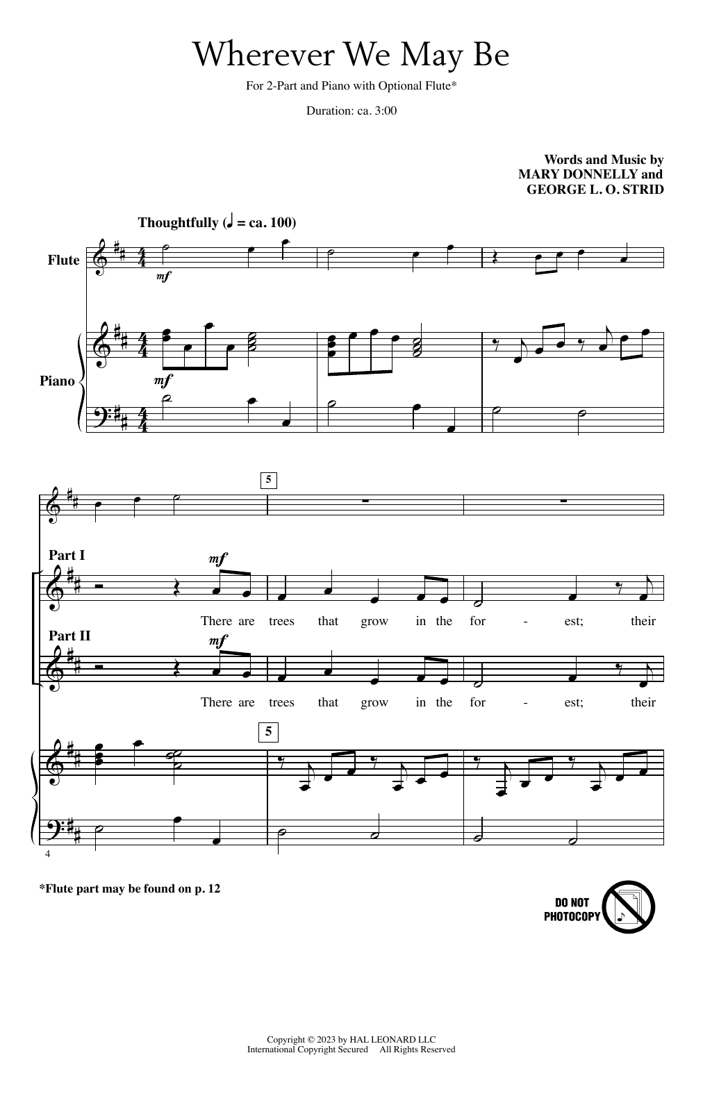 Mary Donnelly and George L.O. Strid Wherever We May Be Sheet Music Notes & Chords for 2-Part Choir - Download or Print PDF