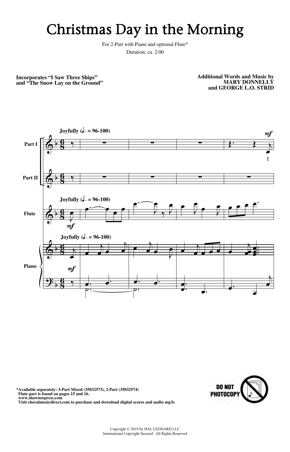 Mary Donnelly Christmas Day In The Morning Sheet Music Notes & Chords for 3-Part Mixed Choir - Download or Print PDF