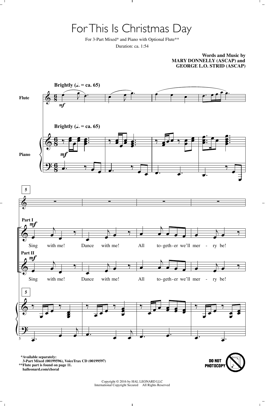 Mary Donnelly For This Is Christmas Day Sheet Music Notes & Chords for 3-Part Mixed - Download or Print PDF