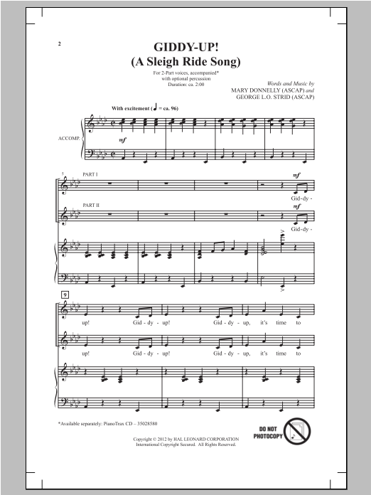 Mary Donnelly Giddy-Up! Sheet Music Notes & Chords for 2-Part Choir - Download or Print PDF