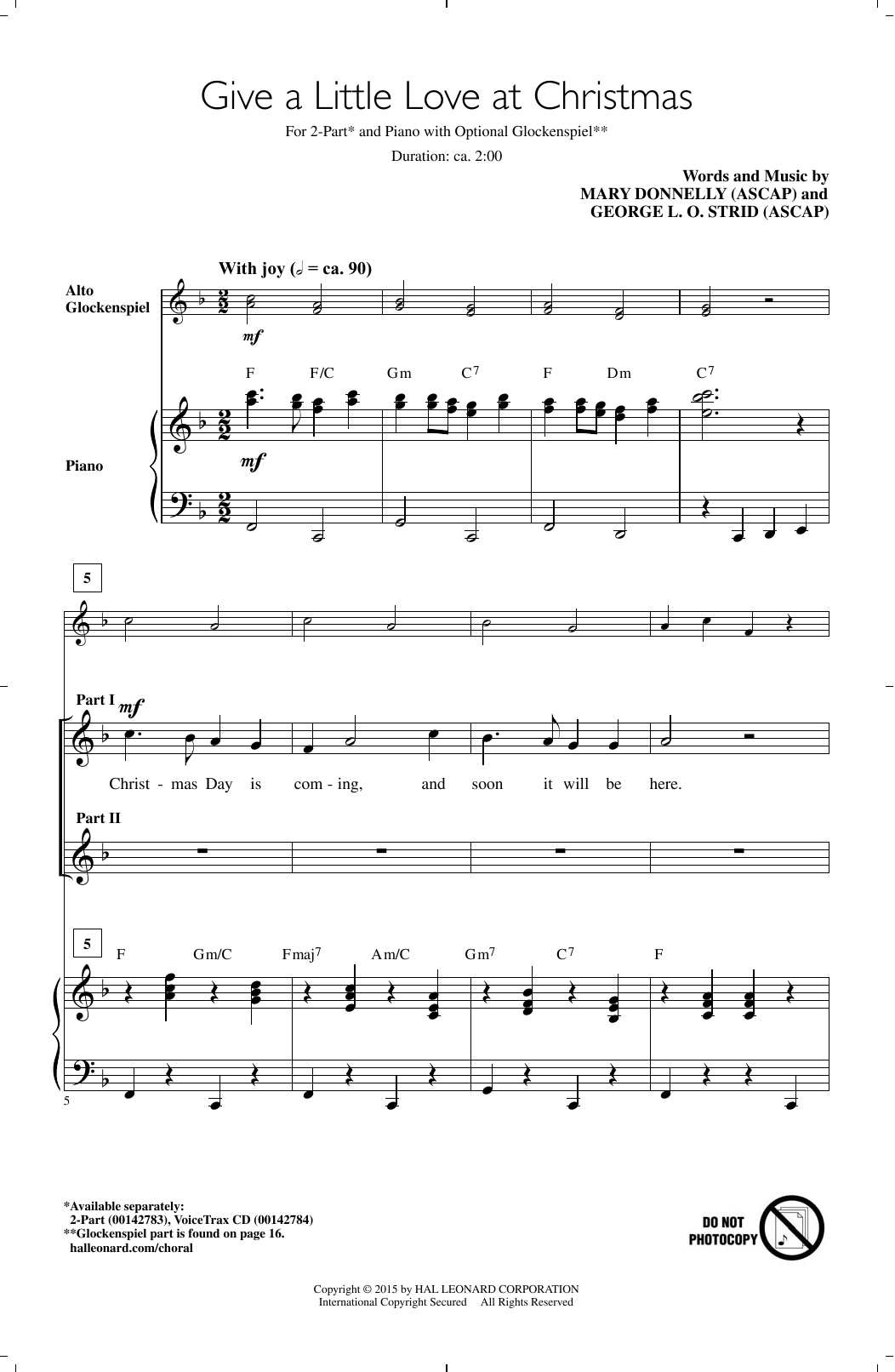 Mary Donnelly Give A Little Love At Christmas Sheet Music Notes & Chords for 2-Part Choir - Download or Print PDF