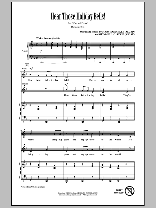 Mary Donnelly Hear Those Holiday Bells! Sheet Music Notes & Chords for 2-Part Choir - Download or Print PDF