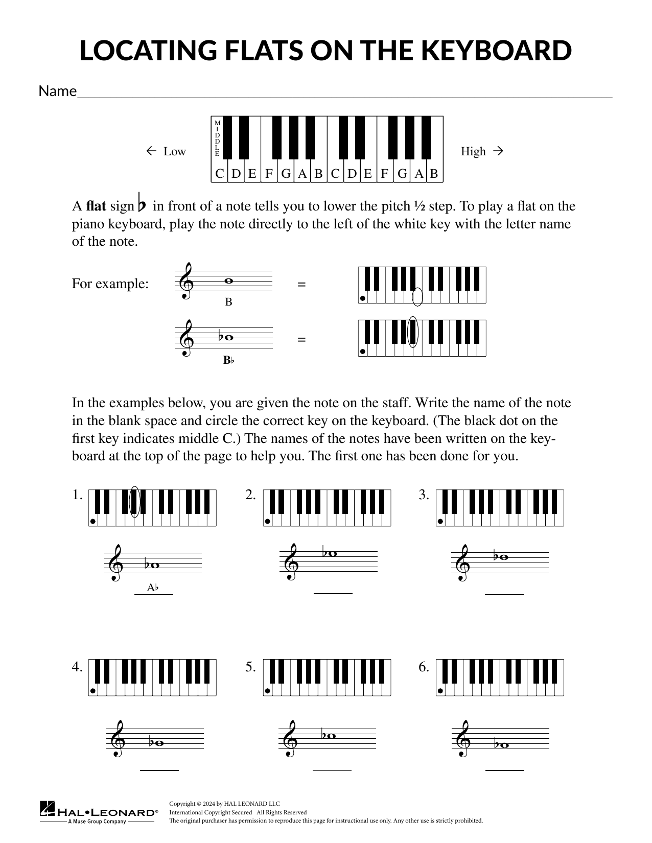 Mary Donelly Locating Flats and Sharps on the Keyboard Sheet Music Notes & Chords for Theory Worksheet - Download or Print PDF