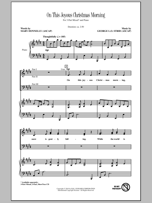 Mary Donnelly On This Joyous Christmas Morning Sheet Music Notes & Chords for 3-Part Mixed - Download or Print PDF