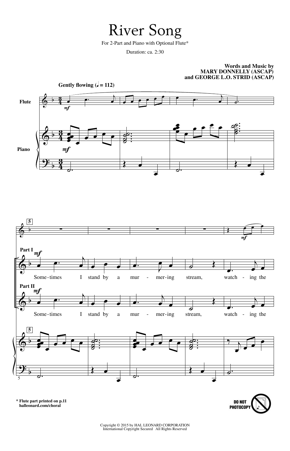 Mary Donnelly River Song Sheet Music Notes & Chords for 2-Part Choir - Download or Print PDF