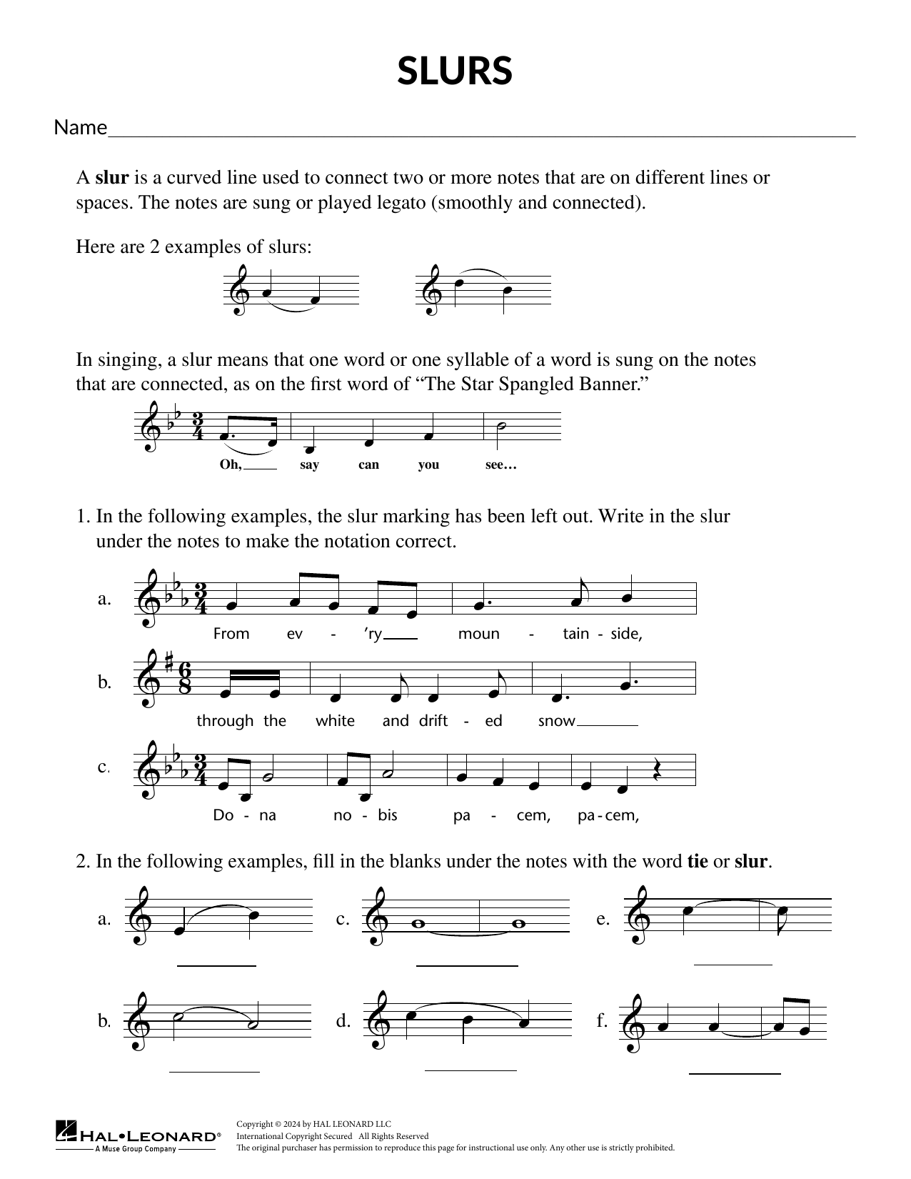 Mary Donelly Slurs Sheet Music Notes & Chords for Theory Worksheet - Download or Print PDF