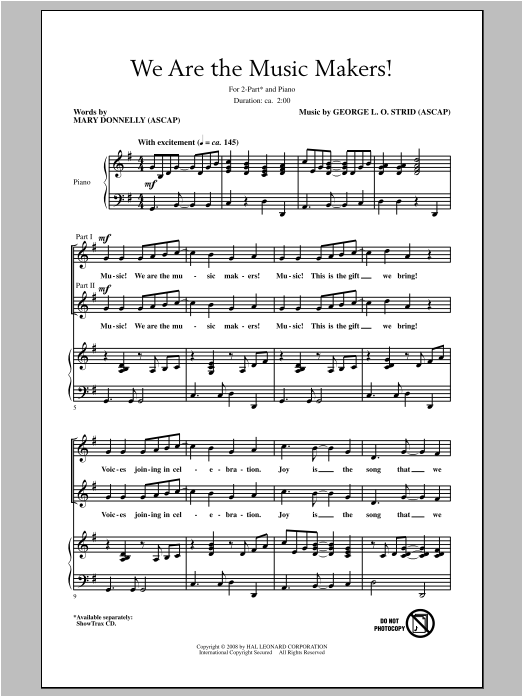 Mary Donnelly We Are The Music Makers! Sheet Music Notes & Chords for 2-Part Choir - Download or Print PDF