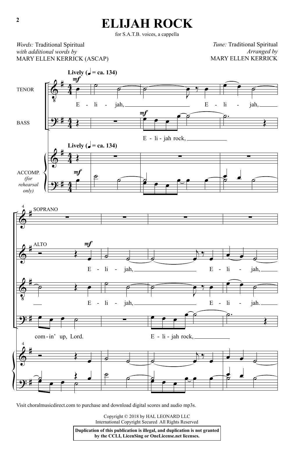 Mary Ellen Kerrick Elijah Rock Sheet Music Notes & Chords for SATB - Download or Print PDF