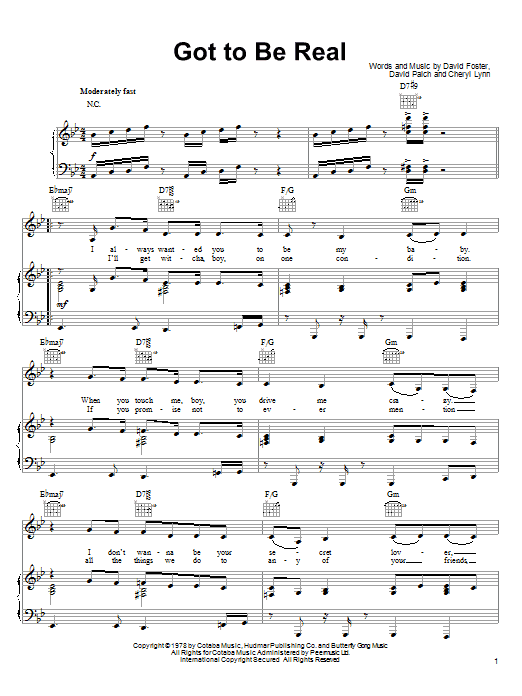 Mary J. Blige & Will Smith Got To Be Real Sheet Music Notes & Chords for Piano, Vocal & Guitar (Right-Hand Melody) - Download or Print PDF