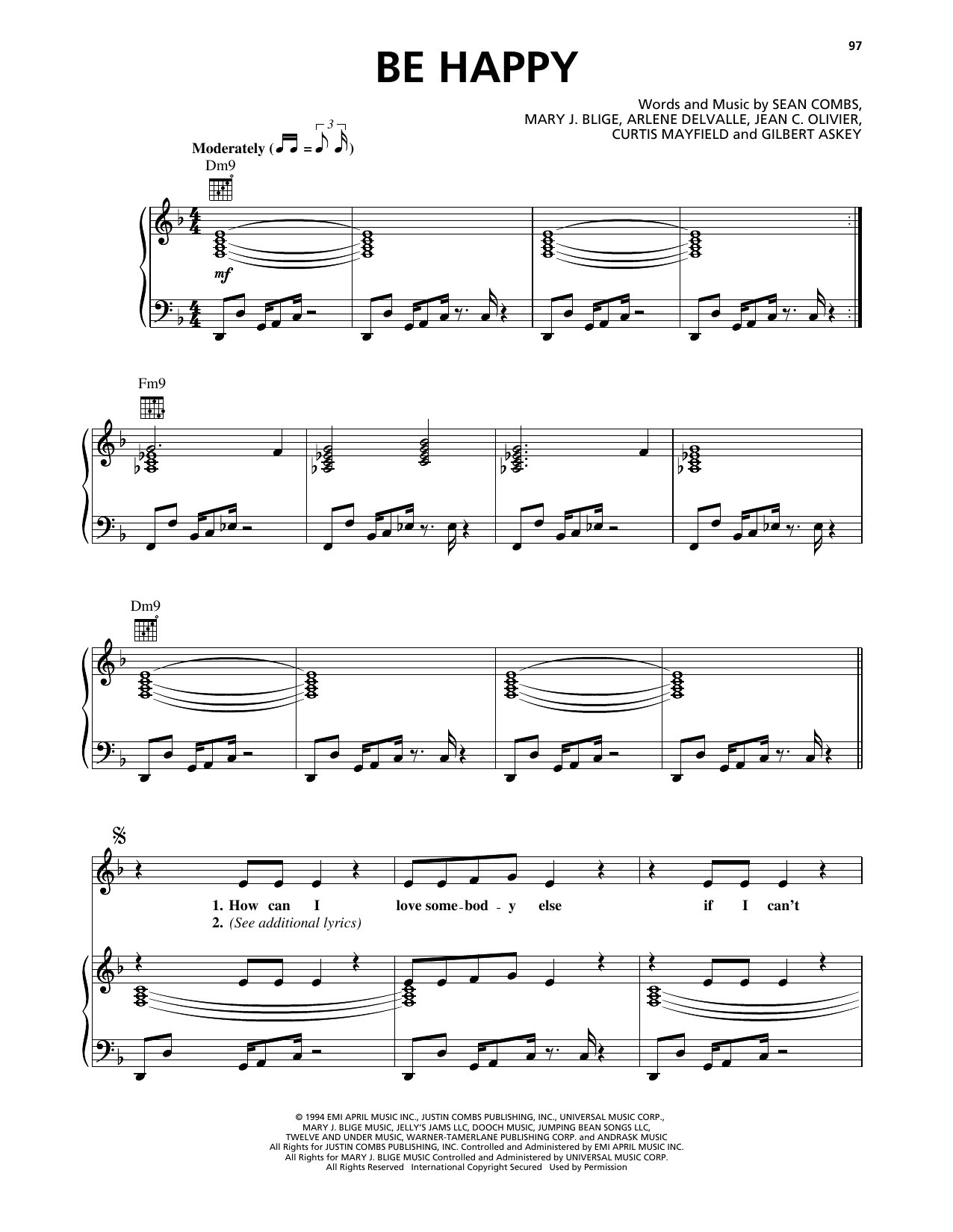 Mary J. Blige Be Happy Sheet Music Notes & Chords for Piano, Vocal & Guitar Chords (Right-Hand Melody) - Download or Print PDF Mary J. Blige Be Happy Sheet Music Notes & Chords for Piano, Vocal & Guitar Chords (Right-Hand Melody) - Download or Print PDF