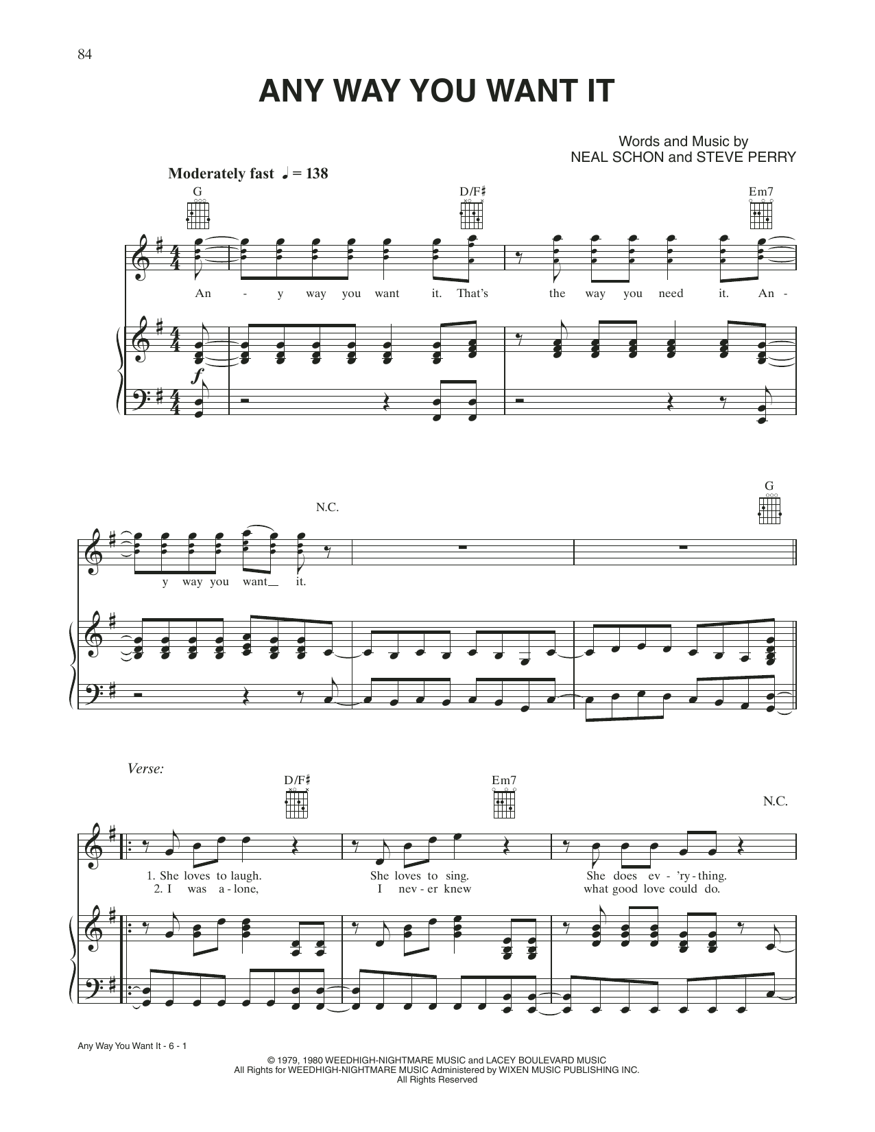 Mary J. Blige, Constantine Maroulis and Julianne Hough Any Way You Want It (from Rock Of Ages) Sheet Music Notes & Chords for Piano, Vocal & Guitar Chords (Right-Hand Melody) - Download or Print PDF